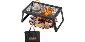 Over Fire Pit, Heavy Duty Steel Mesh Grate, Camp Fire Cooking Equipment with Legs Carrying Bag.